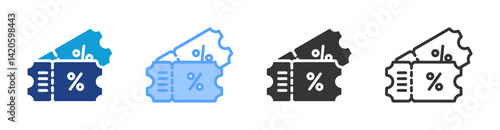 Coupon icon set multiple style collection