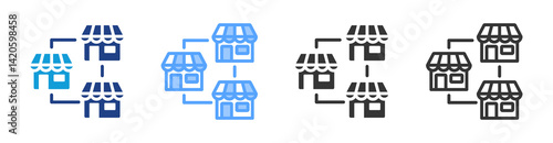 Chain Store icon set multiple style collection
