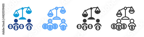 Inequality icon set multiple style collection