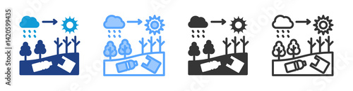 Degradation icon set multiple style collection