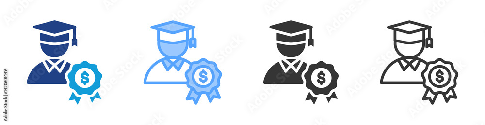 Scholarship icon set multiple style collection Scholarship icon set multiple style collection