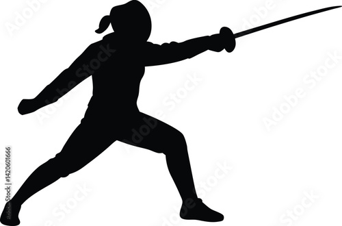 Silhouette of a Fencer: A captivating silhouette captures the agility and precision of a fencer mid-action, poised in a moment of intense concentration and grace.