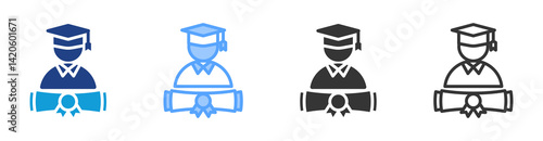 Double Degree icon set multiple style collection