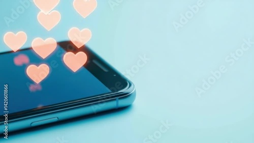 Wallpaper Mural Mobile Phone Displaying Digital Hearts Representation of Love Torontodigital.ca