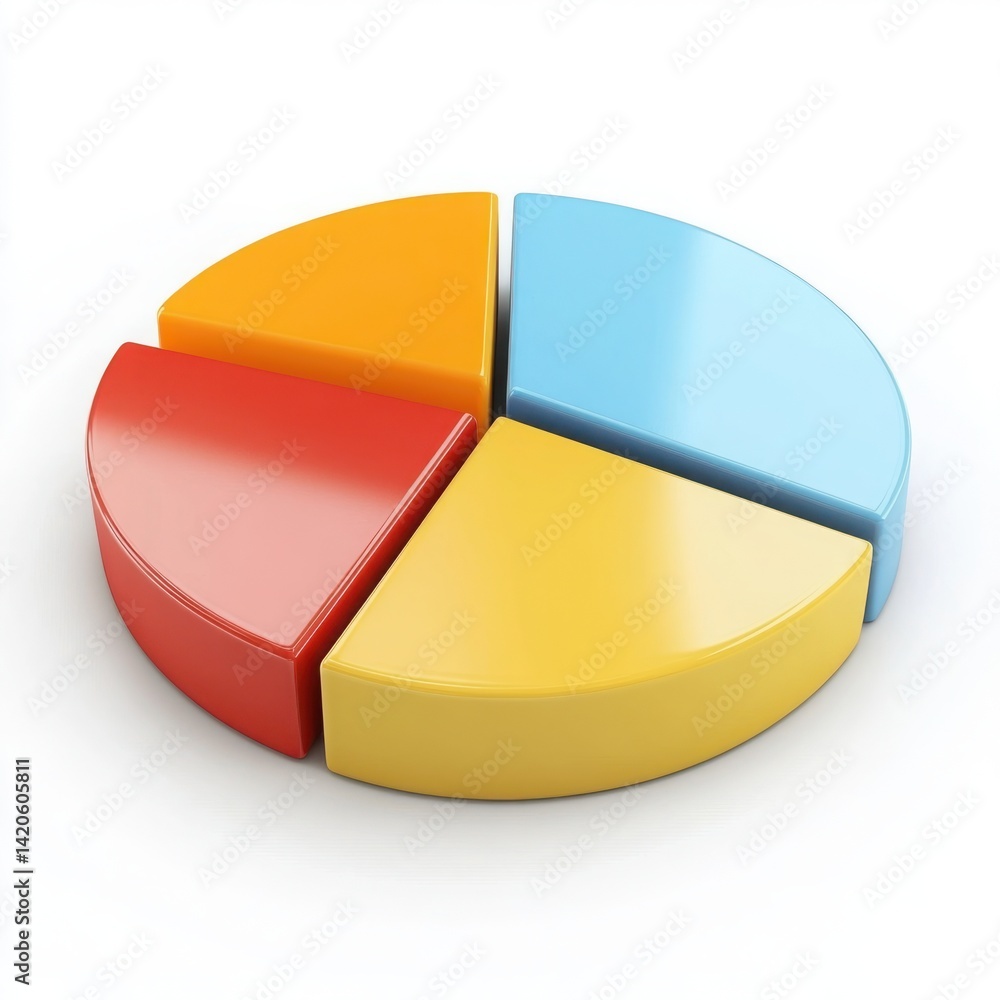 Obraz premium Colorful pie chart illustration isolated on white background