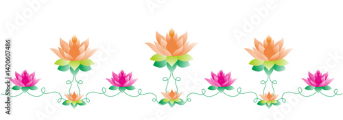 Indonesia illustration decoration of lotus flower and butterfly for ganpati	