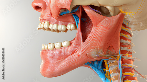 A close up of a person's face with the neck and head visible