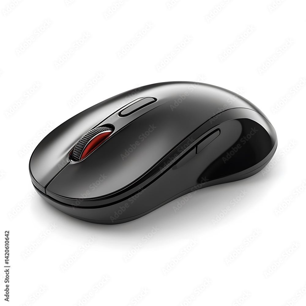 Sleek black wireless computer mouse with ergonomic design Sleek black wireless computer mouse with ergonomic design