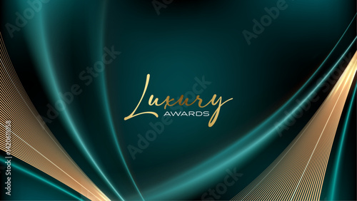Green and Gold Award Background. Creative Concept Template. Classy Premium Wedding Card. Grand Luxury Decorative Banner for Wedding and Birthday. Premium Congratulations Card. Event Invitation.
