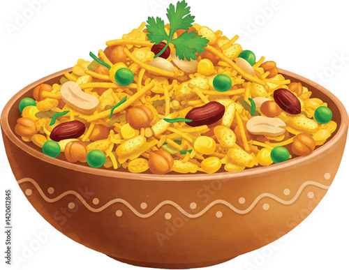Delicious Bowl of Indian Mixture Namkeen