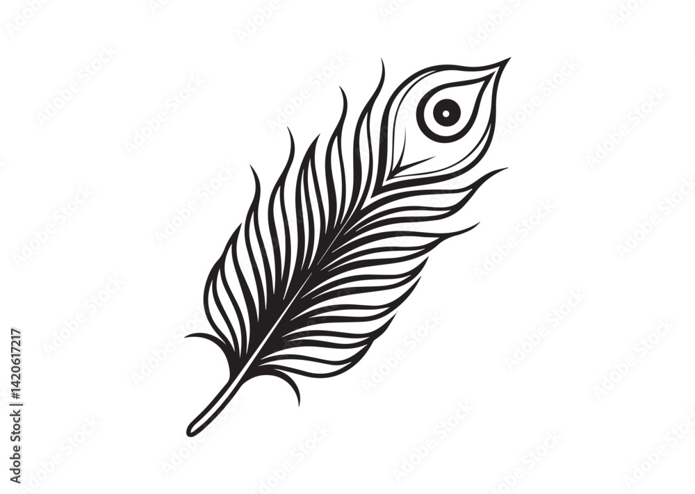 Obraz premium Peacock Feather silhouette vector