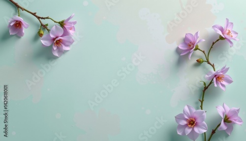 A subtle blend of lavender and mint green tones, creating a delicate and peaceful backdrop.
