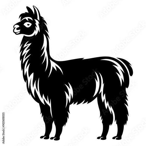 Majestic Llama Illustration with Distinctive Silhouette and Bold Contrasting Design