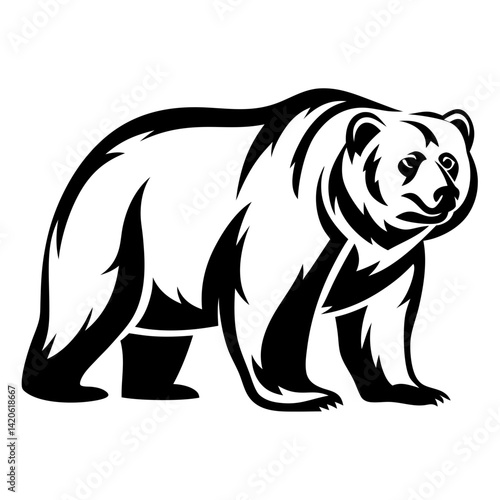 Wallpaper Mural Strong Bear Silhouette Walking Forward with Confidence and Distinct Markings Torontodigital.ca