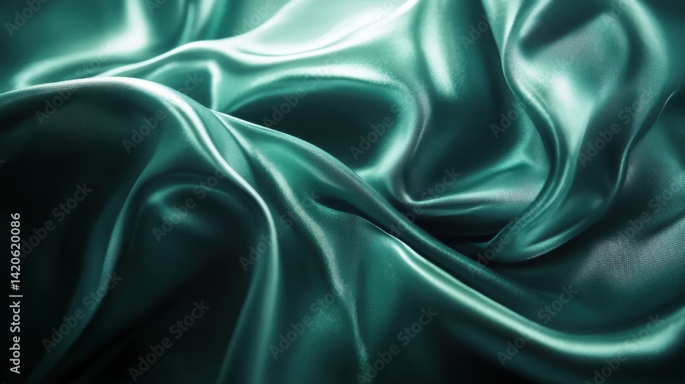 Fototapeta premium Emerald Green Satin Fabric Texture Background Ultra