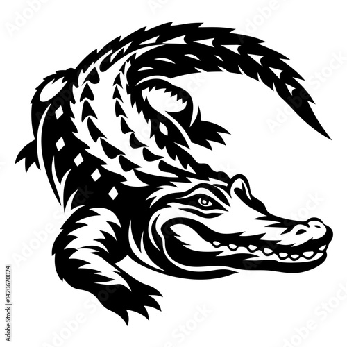 Wallpaper Mural Stylized Alligator in Bold Black and White Tattoo Style Illustration Torontodigital.ca