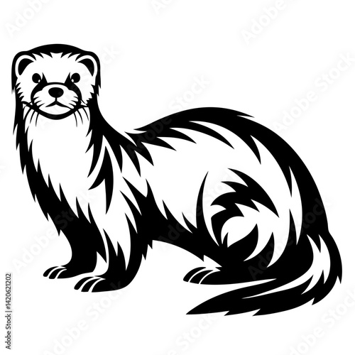 Wallpaper Mural Stylish black and white graphic art illustration of a ferret animal Torontodigital.ca