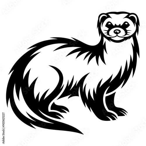 Wallpaper Mural Black and white ferret drawing, tribal style, vector illustration graphic Torontodigital.ca