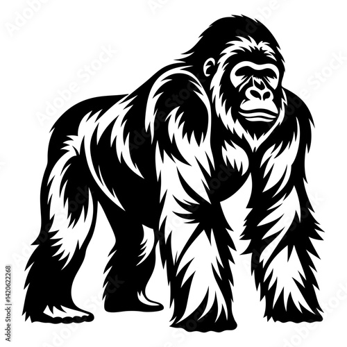 Wallpaper Mural Powerful Gorilla Standing Tall Isolated on White Background Showing Strength and Confidence Torontodigital.ca