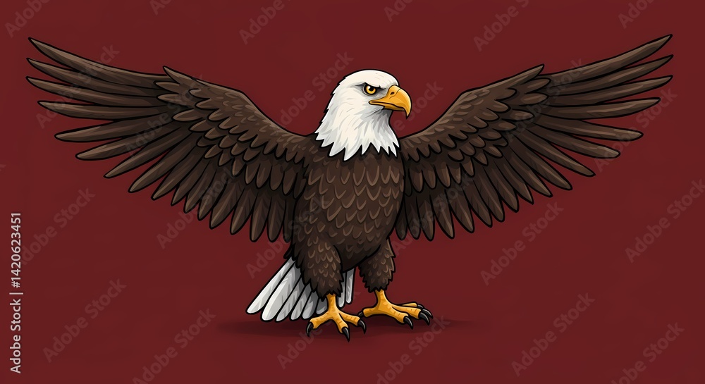 Obraz premium Detailed Portrait of an American Icon: Bald Eagle Illustration Highlighting National Pride 