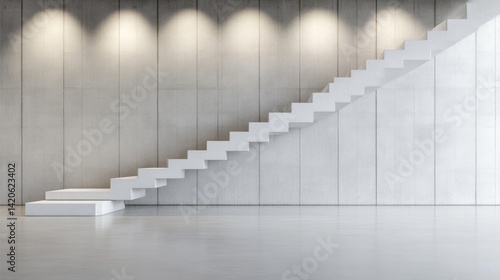 Modern, minimalist staircase in a contemporary space