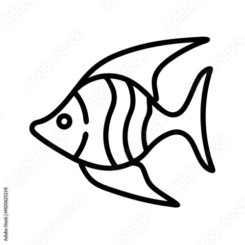 angelfish line drawn outline vector art - illustration angelfish, isolated transparent background