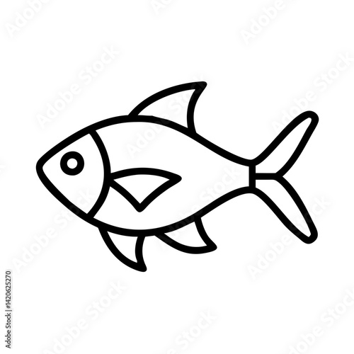 black skirt tetra fish line drawn outline vector art - illustration black skirt tetra fish, isolated transparent background
