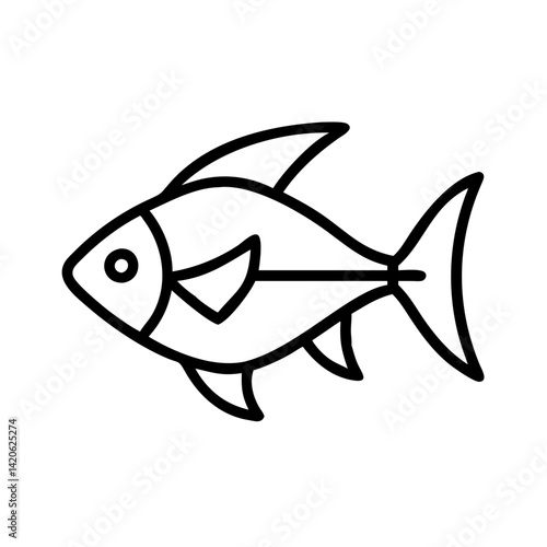 black skirt tetra fish line drawn outline vector art - illustration black skirt tetra fish, isolated transparent background