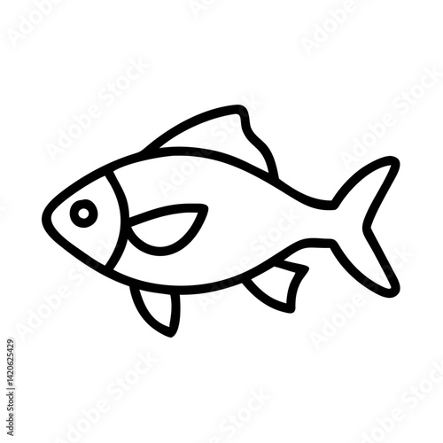cherry barb  fish line drawn outline vector art - illustration cherry barb  fish, isolated transparent background