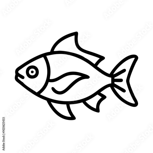 cherry barb  fish  line drawn outline vector art - illustration cherry barb  fish, isolated transparent background
