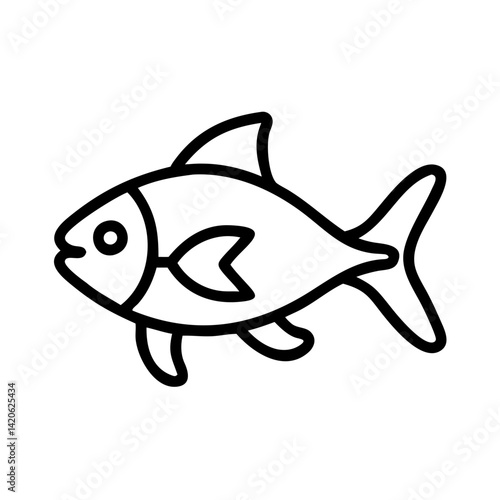 cherry barb  fish line drawn outline vector art - illustration cherry barb  fish, isolated transparent background