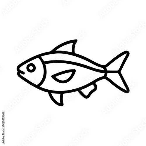 congo tetra fish line drawn outline vector art - illustration congo tetra fish, isolated transparent background