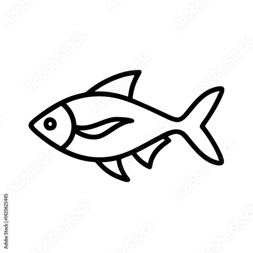 congo tetra fish line drawn outline vector art - illustration congo tetra fish, isolated transparent background
