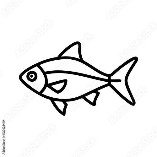 congo tetra fish line drawn outline vector art - illustration congo tetra fish, isolated transparent background