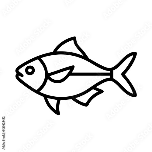 congo tetra fish line drawn outline vector art - illustration congo tetra fish, isolated transparent background
