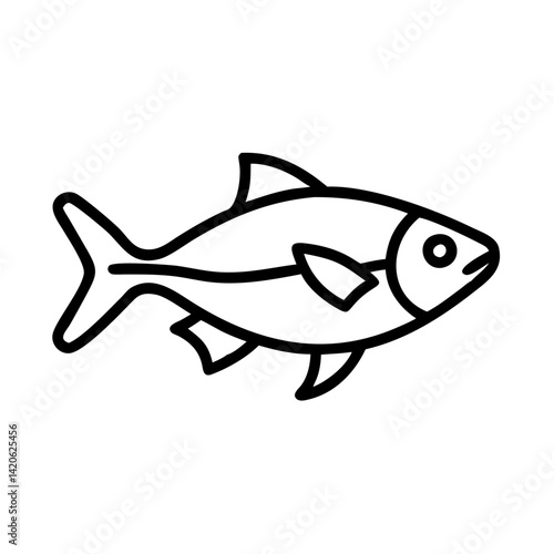 congo tetra fish line drawn outline vector art - illustration congo tetra fish, isolated transparent background