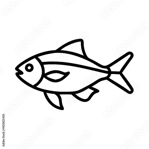 congo tetra fish line drawn outline vector art - illustration congo tetra fish, isolated transparent background
