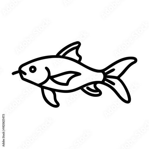 corydoras catfish line drawn outline vector art - illustration corydoras catfish, isolated transparent background