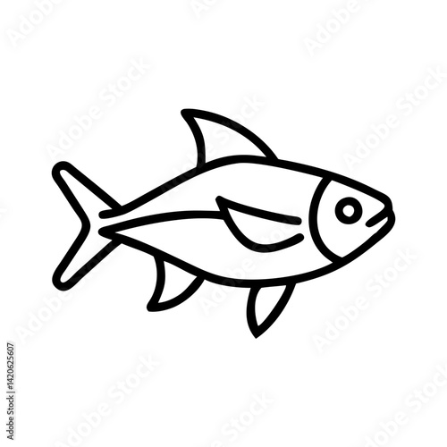 ember tetra fish line drawn outline vector art - illustration ember tetra fish, isolated transparent background