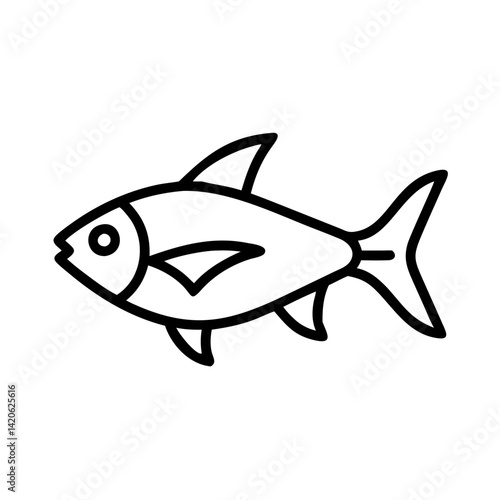 ember tetra fish line drawn outline vector art - illustration ember tetra fish, isolated transparent background