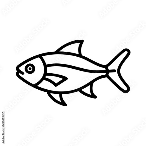 ember tetra fish  line drawn outline vector art - illustration ember tetra fish, isolated transparent background