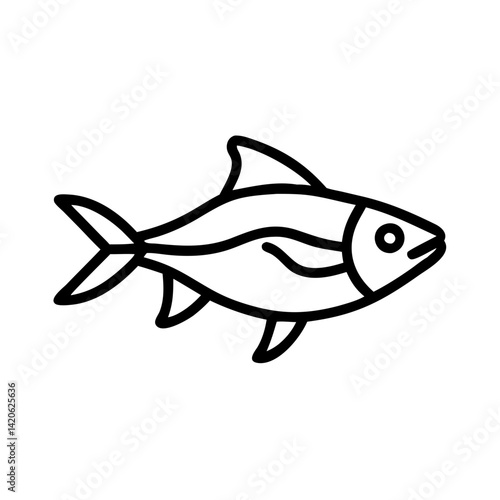 ember tetra fish line drawn outline vector art - illustration ember tetra fish, isolated transparent background