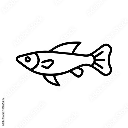 endler s livebearer fish line drawn outline vector art - illustration endler s livebearer fish, isolated transparent background