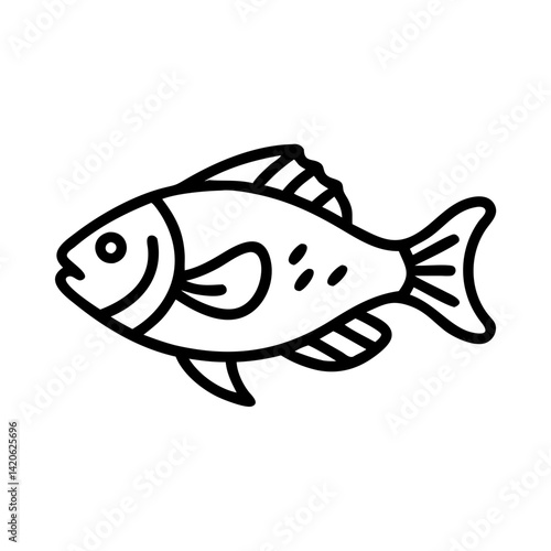 firemouth cichlid fish line drawn outline vector art - illustration firemouth cichlid fish, isolated transparent background