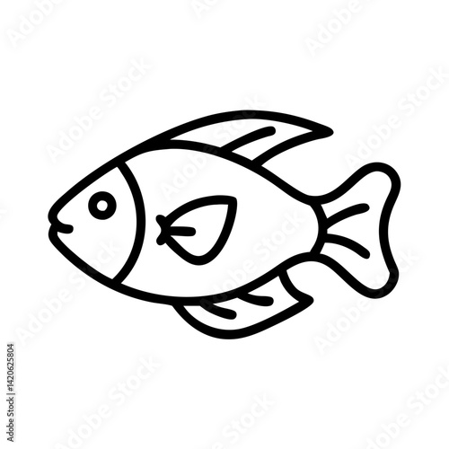 gourami fish line drawn outline vector art - illustration gourami fish, isolated transparent background
