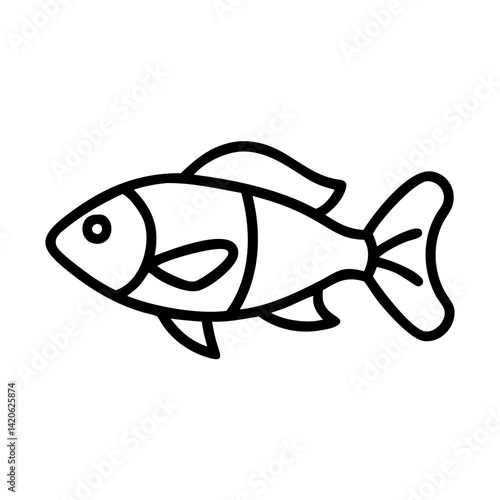 kribensis fish line drawn outline vector art - illustration kribensis fish, isolated transparent background