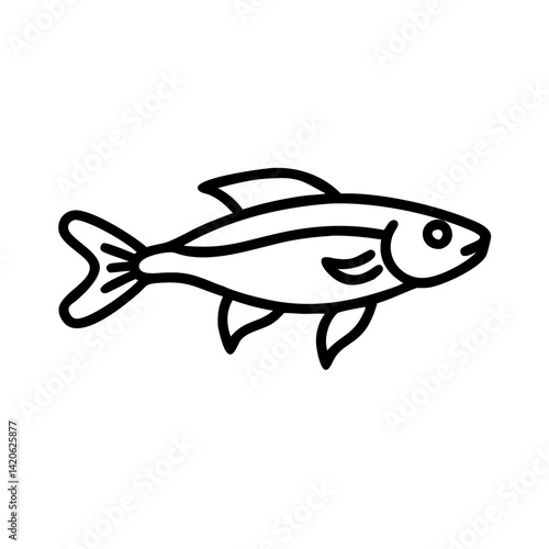 kribensis fish line drawn outline vector art - illustration kribensis fish, isolated transparent background