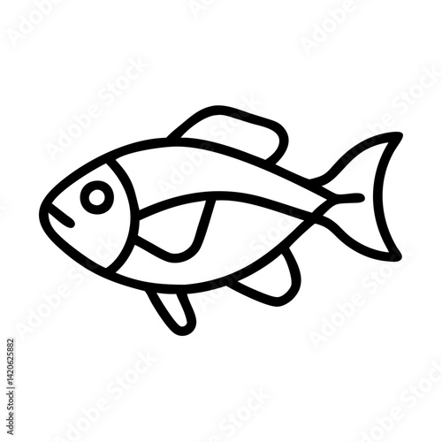 kribensis fish line drawn outline vector art - illustration kribensis fish, isolated transparent background
