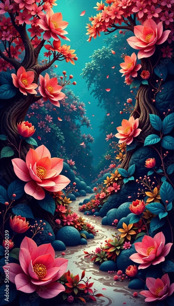 Fototapeta premium Intricate arrangement of organic and fluid vector elements in a complex design, artistic, illustration, art