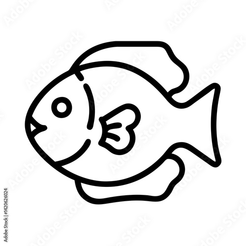 oscar fish line drawn outline vector art - illustration oscar fish, isolated transparent background